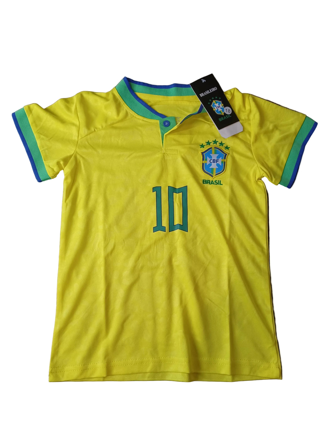 BRASIL SOCCER JERSEY KIDS UNISEX HOME NEYMAR J. SET JERSEY AND SHORT.