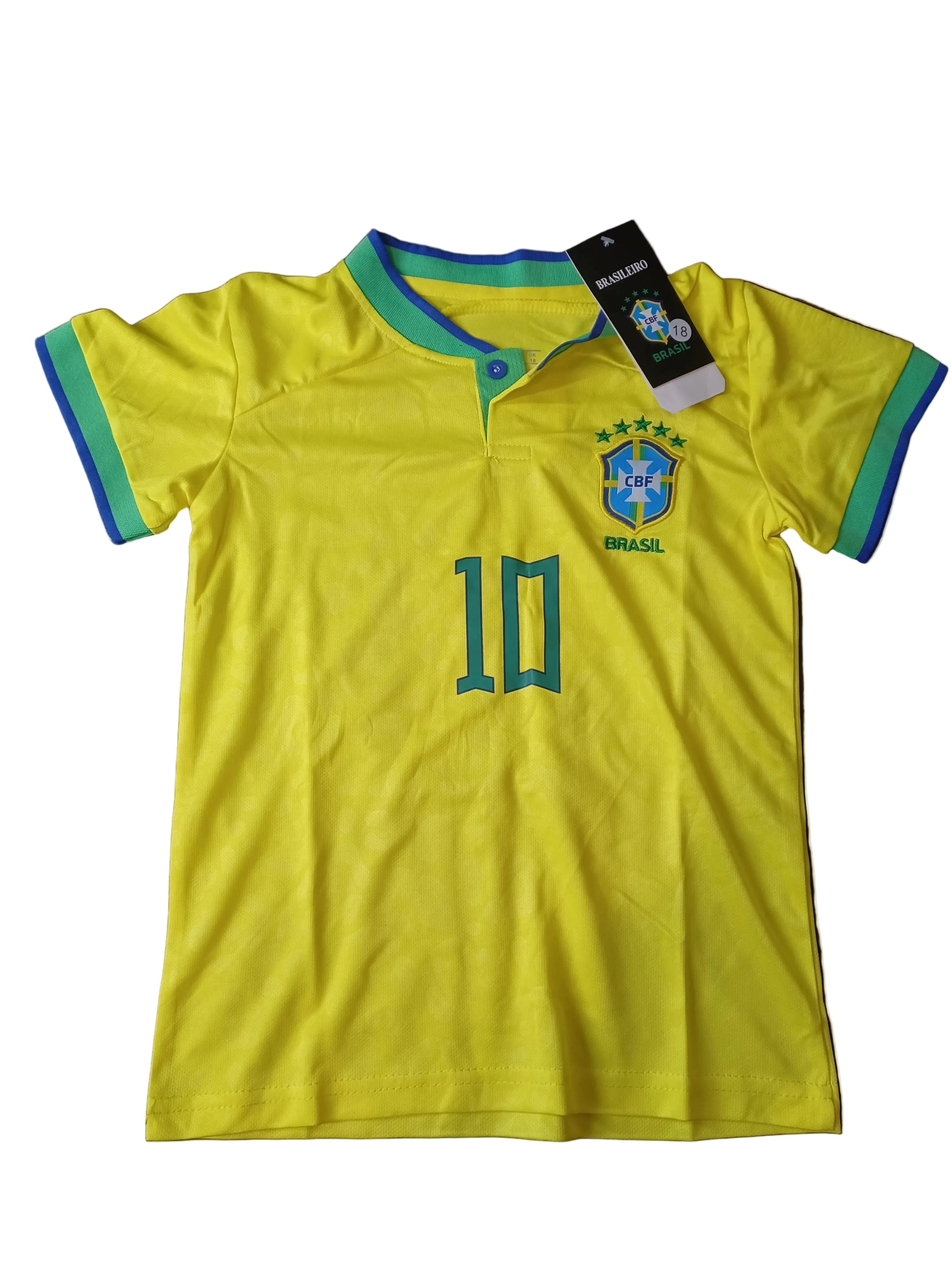 BRASIL SOCCER JERSEY KIDS UNISEX HOME NEYMAR J. SET JERSEY AND SHORT.