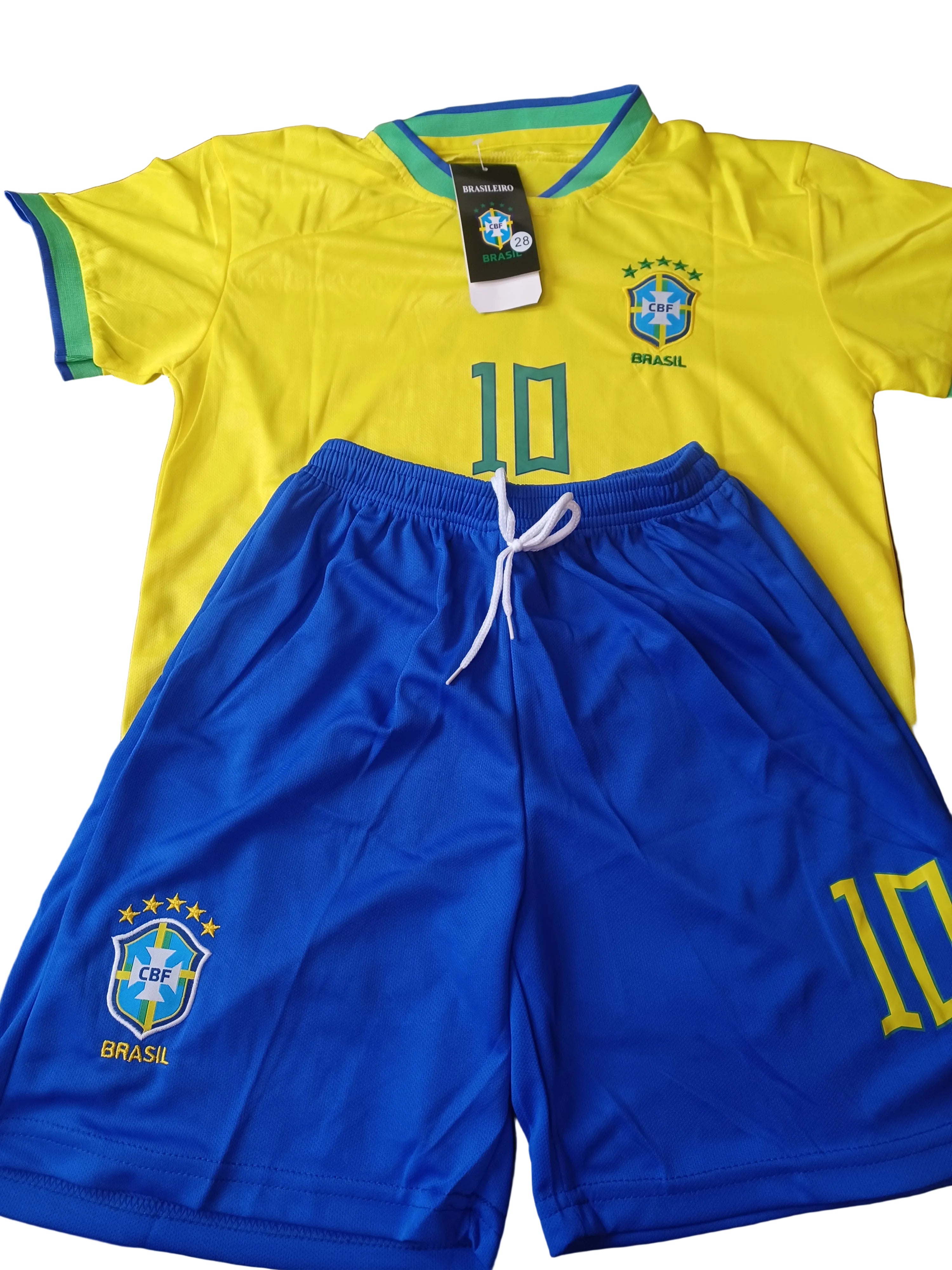BRASIL SOCCER JERSEY KIDS UNISEX HOME NEYMAR J. SET JERSEY AND SHORT.