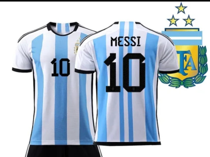 Argentina 🇦🇷 Kids messi soccer set jersey and shorts different sizes