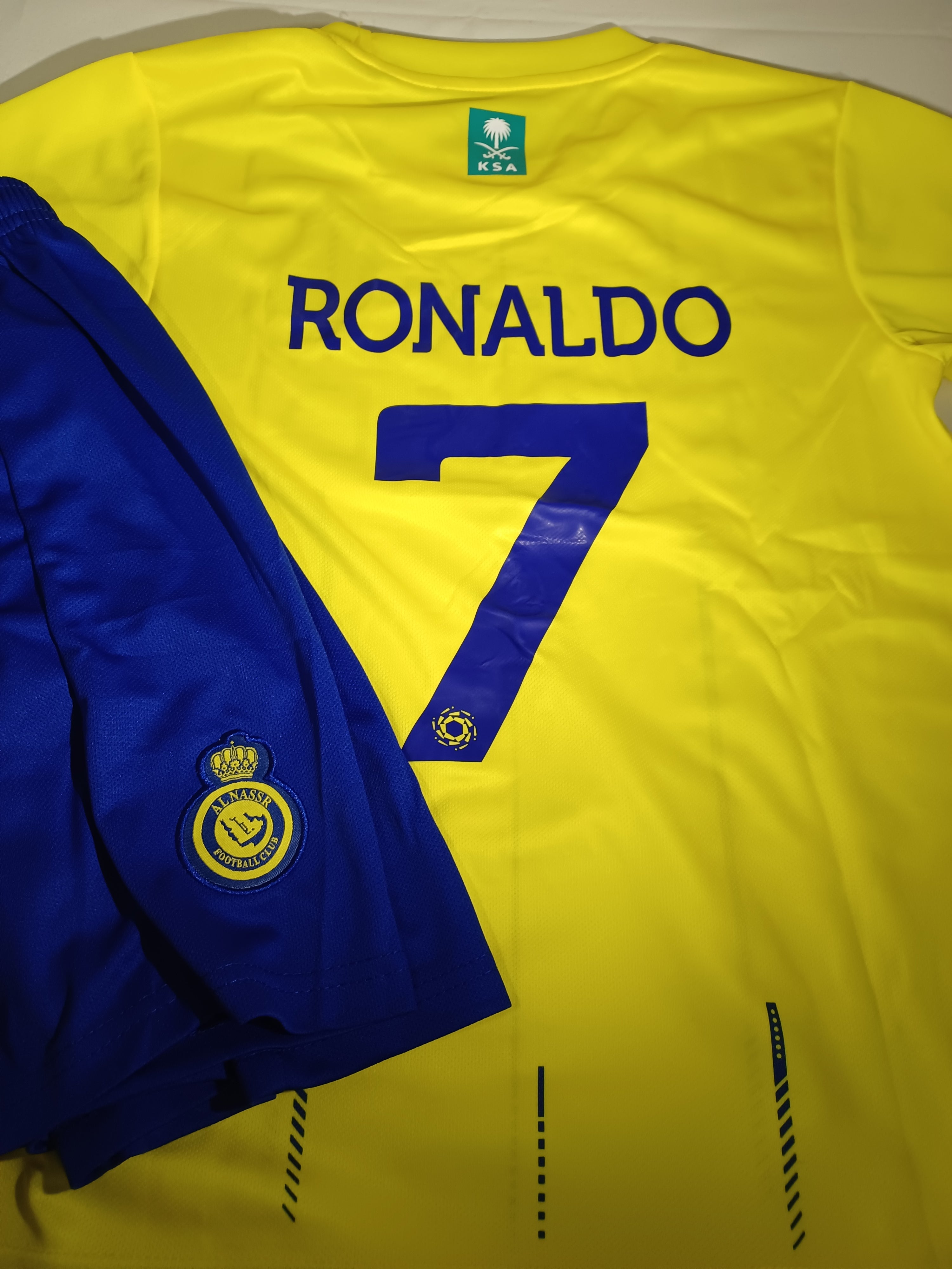 Kids Ronaldo uniform set jersey and shorts, unisex