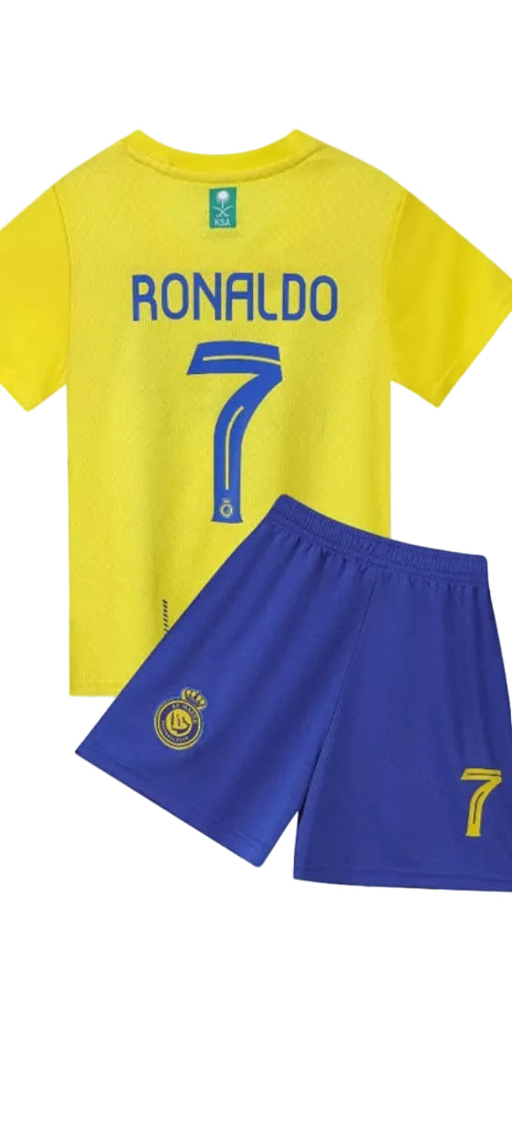 Kids Ronaldo uniform set jersey and shorts, unisex