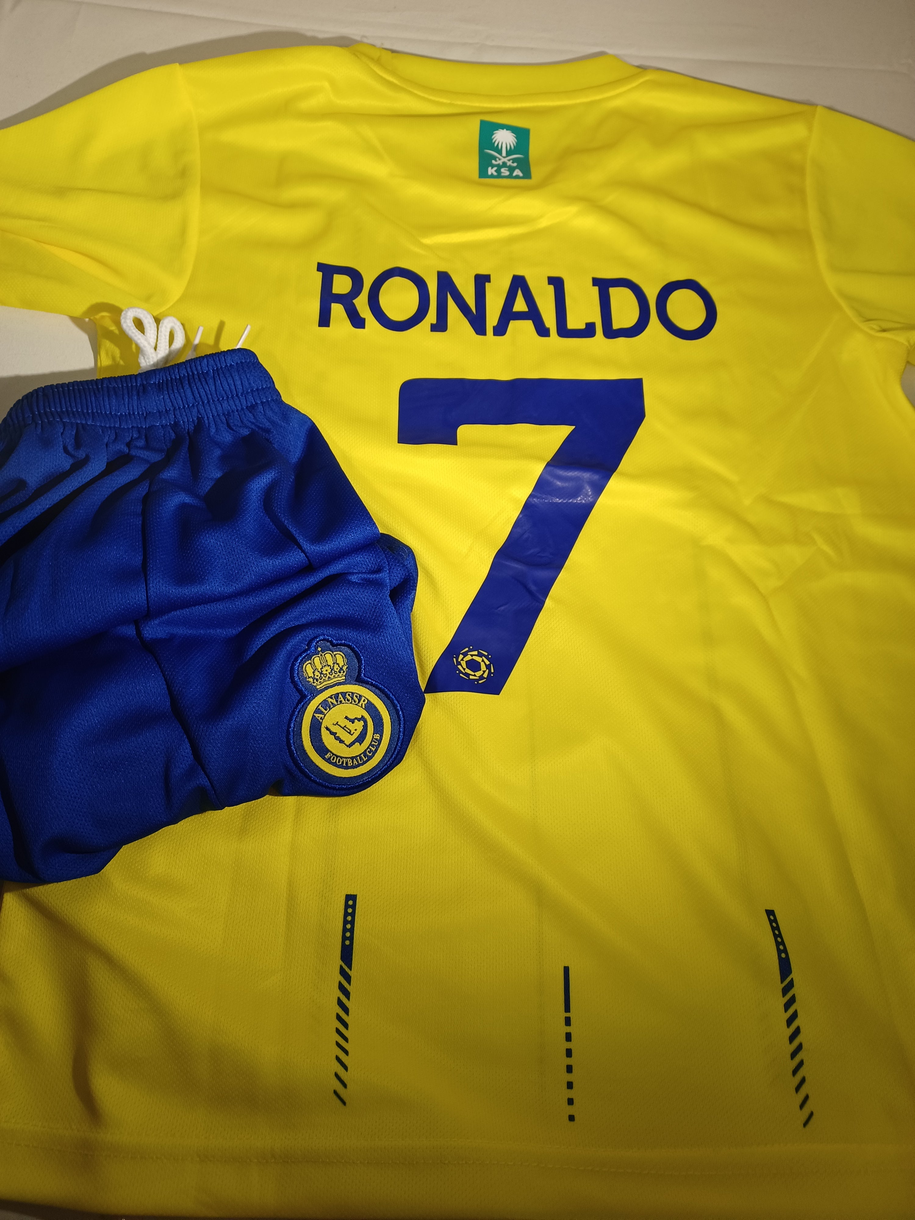 Kids Ronaldo uniform set jersey and shorts, unisex