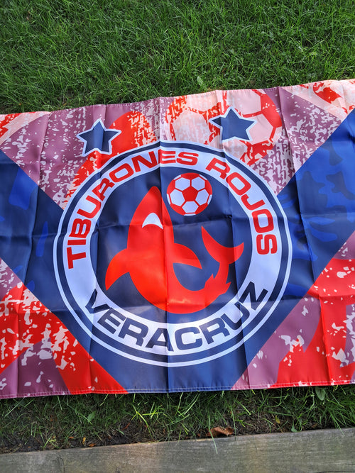 Bandera de los tiburones rojos de veracruz 3×5 ft size.