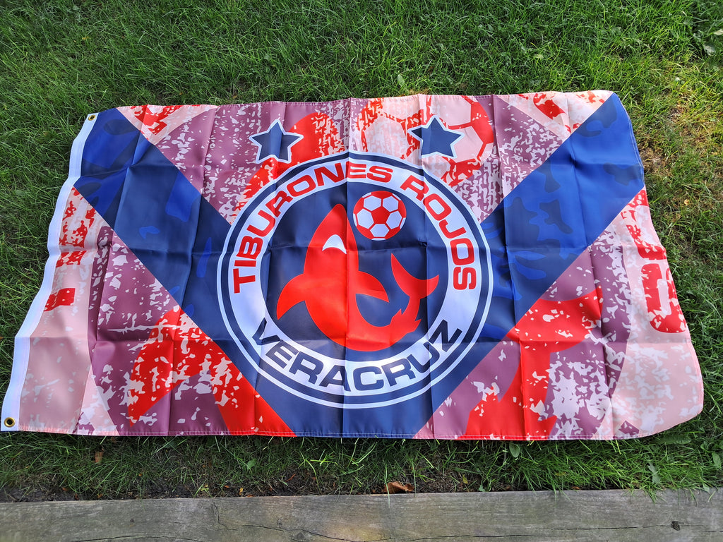 Bandera de los tiburones rojos de veracruz 3×5 ft size.
